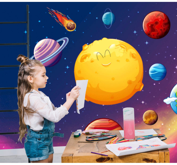 Wall mural fantasy happy planet characters - TenStickers