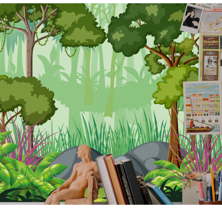 Wall mural jungle lush greenery scene - TenStickers