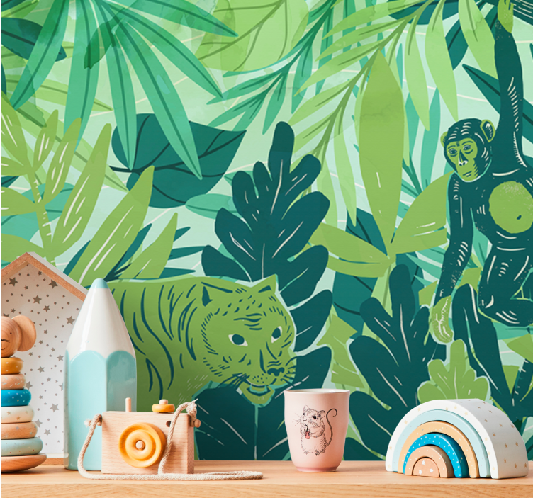 Wall mural jungle tropical animal journey - TenStickers