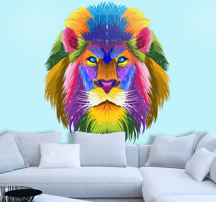 Wall mural lion colorful lion portrait - TenStickers