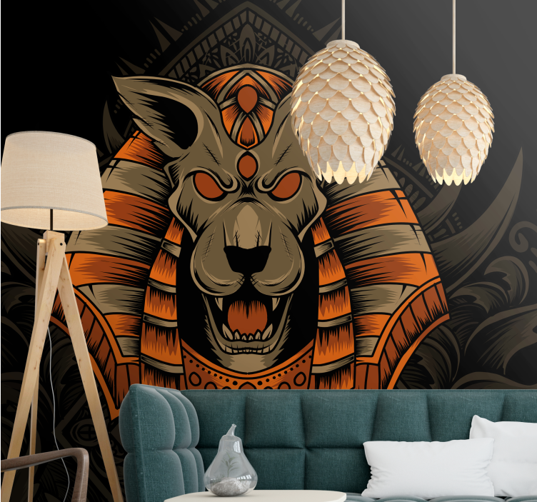 Wall mural lion fierce egyptian warrior - TenStickers