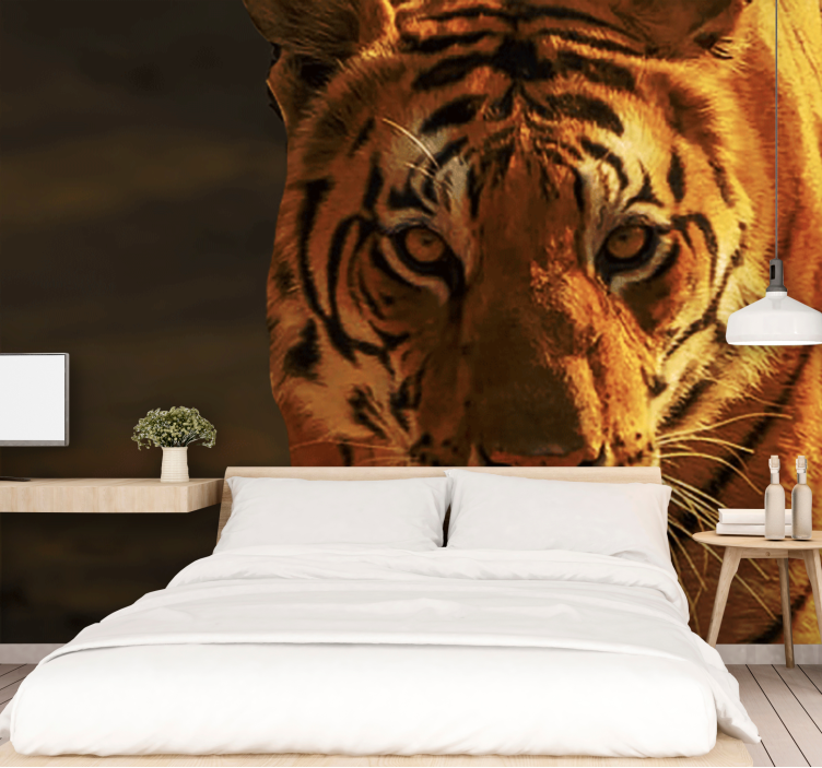 Wall mural lion majestic tiger stare - TenStickers