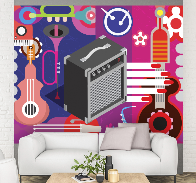 Wall mural music amplifier and instruments - TenStickers