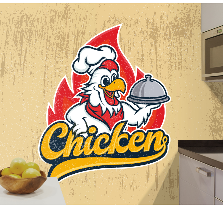 Wall mural music chef chicken platter - TenStickers