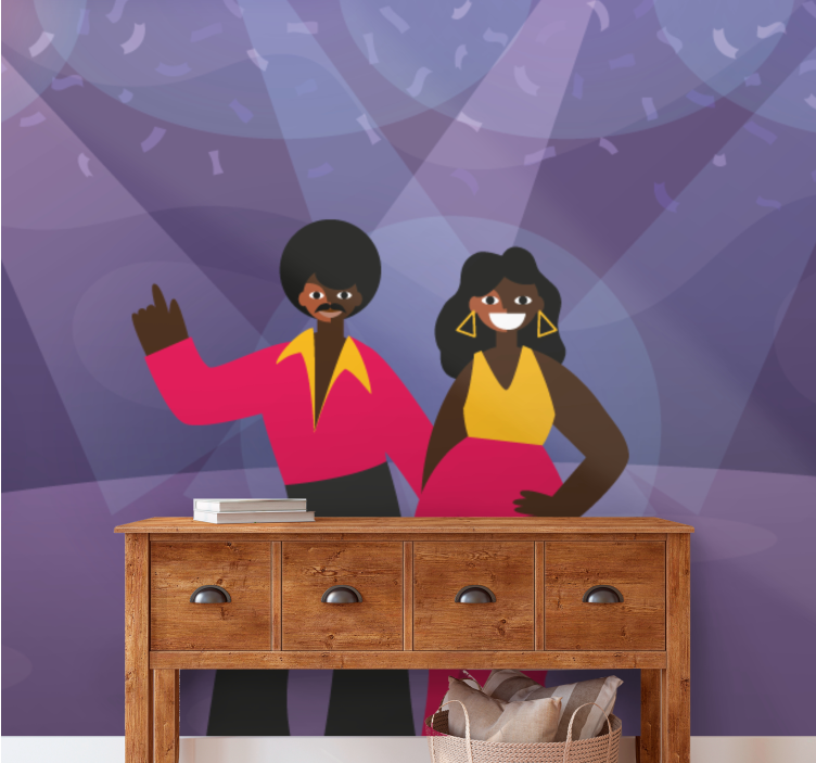 Wall mural music disco dancing couple - TenStickers