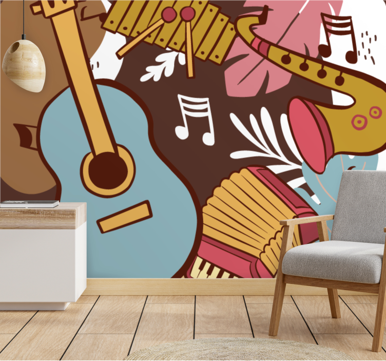 Wall mural music musical instruments display - TenStickers