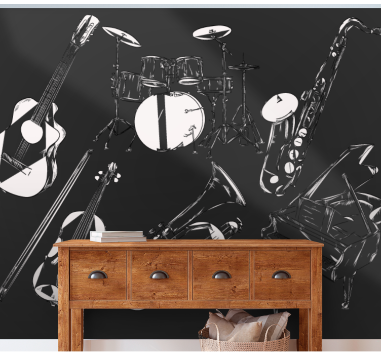 Wall mural music musical instruments set - TenStickers
