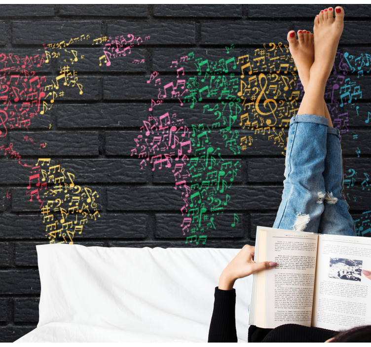 Wall mural music musical world map - TenStickers