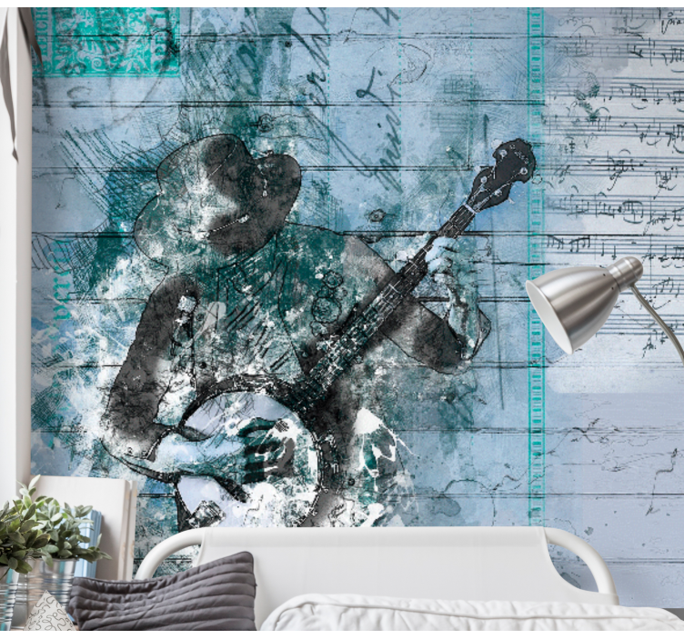 Wall mural music musician playing banjo - TenStickers