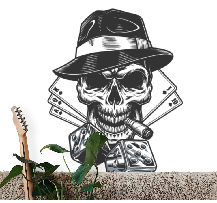 Wall mural music skull with dice - TenStickers
