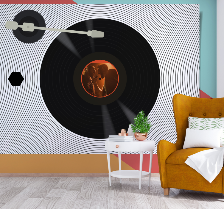 Wall mural music vinyl record romance - TenStickers