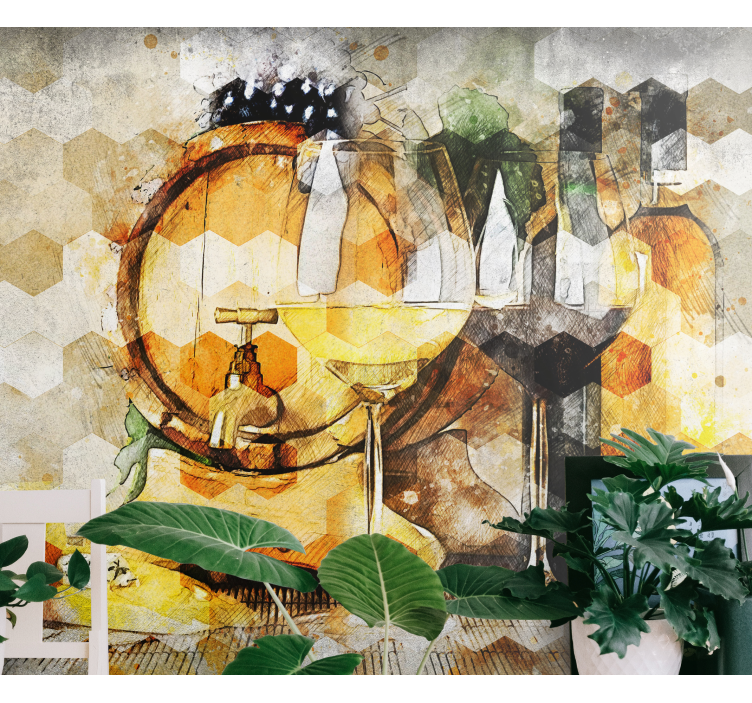 Wall mural music wine barrel artwork - TenStickers