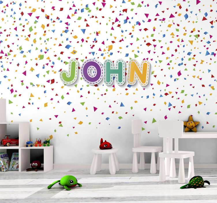 Wall mural nursery colorful confetti letters - TenStickers