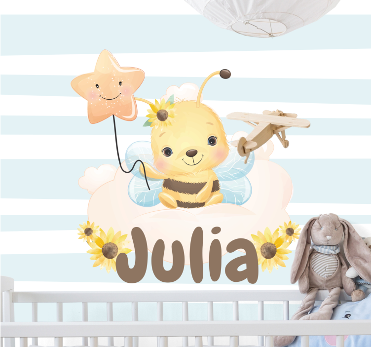 Wall mural nursery cute bee illustration - TenStickers