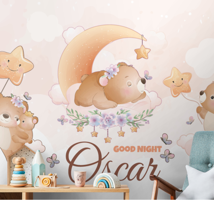 Wall mural nursery sleepy bear collection - TenStickers