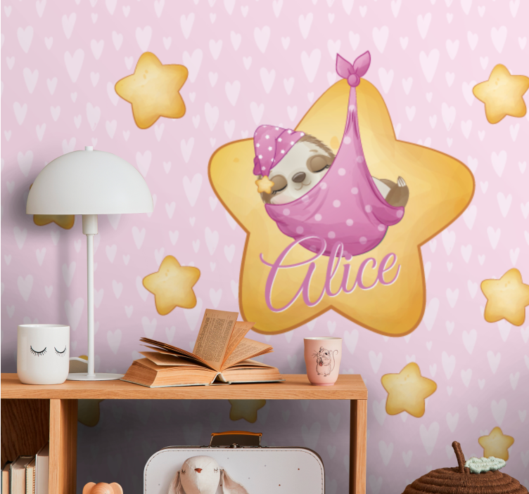 Wall mural nursery sloth in stars - TenStickers