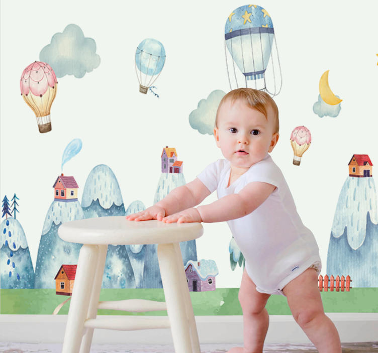 Wall mural nursery whimsical hot air balloons - TenStickers