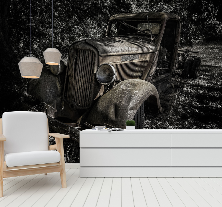 Wall mural old and worn vehicle Car wall mural - TenStickers