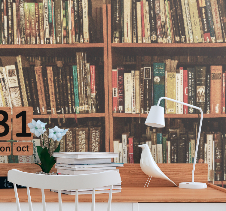 Wall mural painting bookshelf with literature - TenStickers