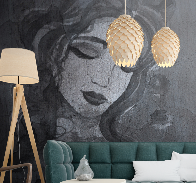Wall mural painting elegant woman portrait - TenStickers