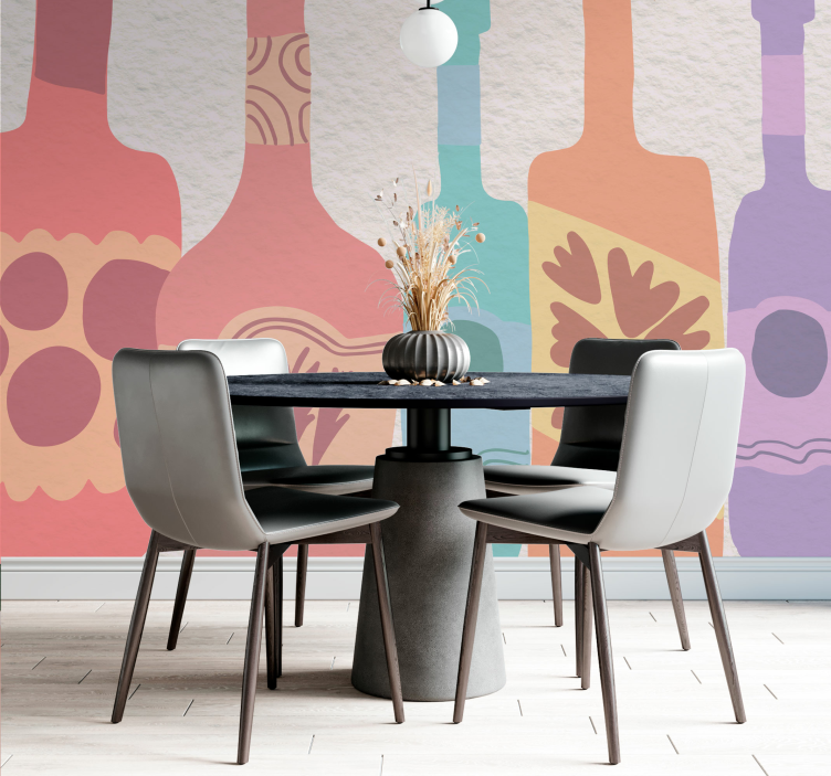 Wall mural painting of stylized bottle collection - TenStickers