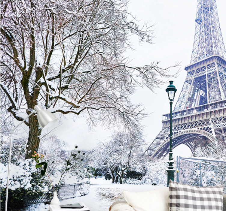 Wall mural paris eiffel tower in snow - TenStickers