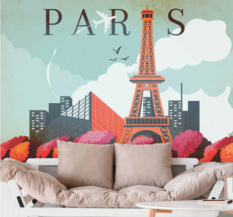 Wall mural paris eiffel tower skyline - TenStickers