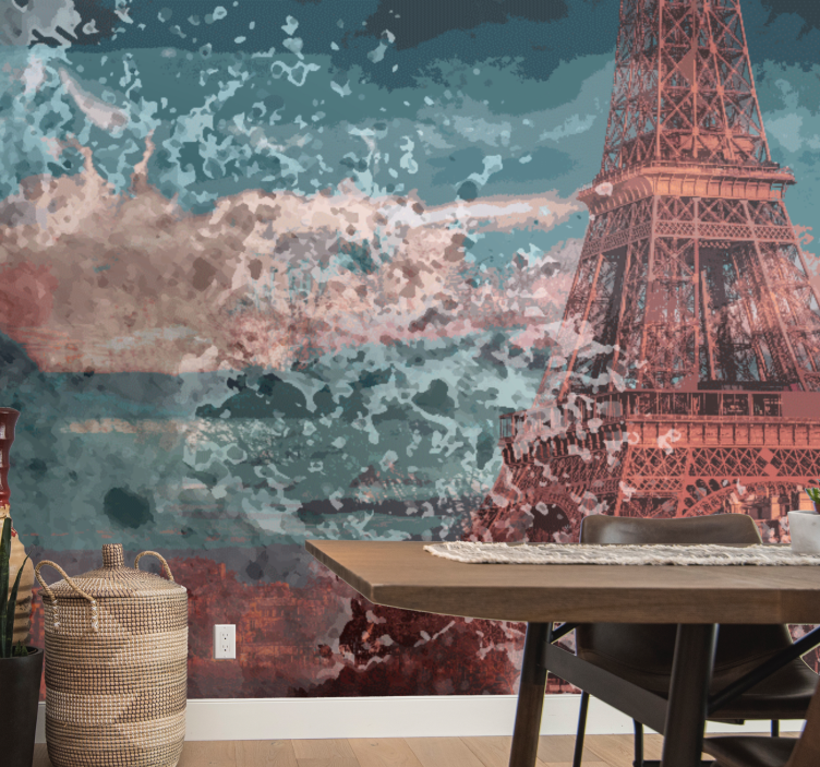 Wall mural paris eiffel tower skyline art - TenStickers