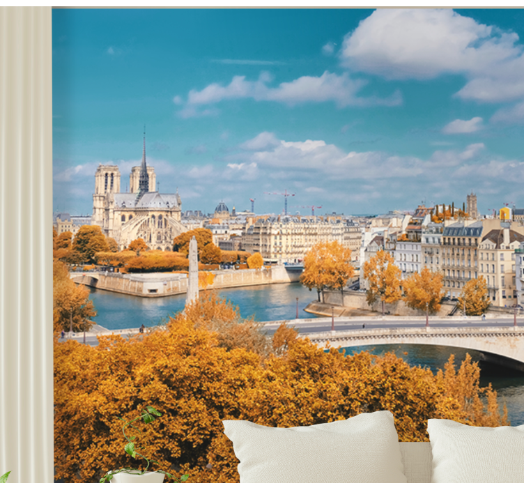 Wall mural paris notre dame autumn scene - TenStickers