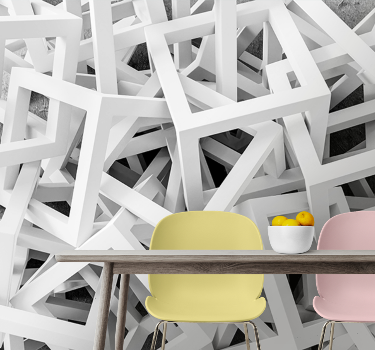 Wall mural pattern abstract white shapes - TenStickers