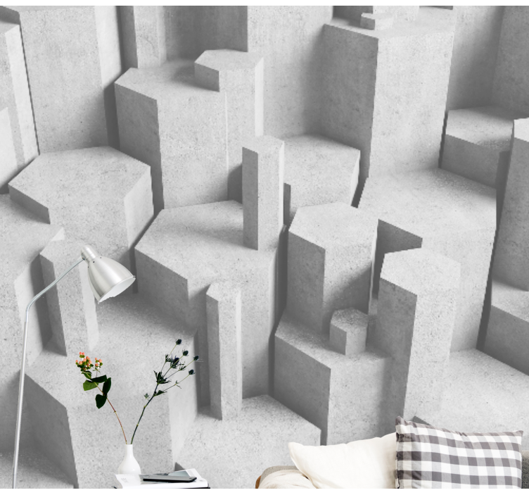 Wall mural pattern concrete geometric shapes - TenStickers