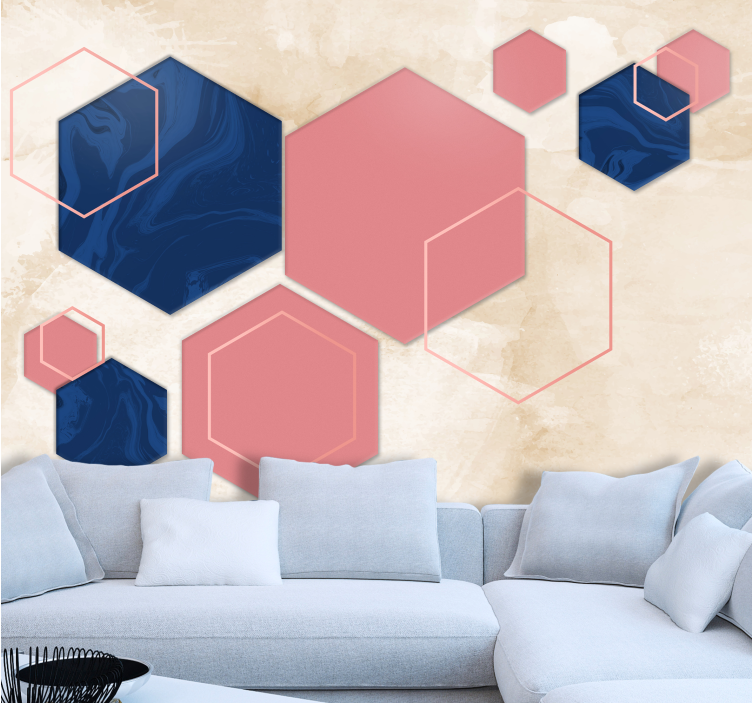 Wall mural pattern geometric hexagonal design - TenStickers