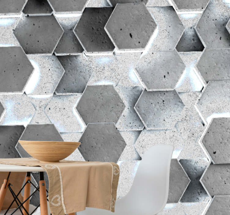 Wall mural pattern hexagonal concrete design - TenStickers