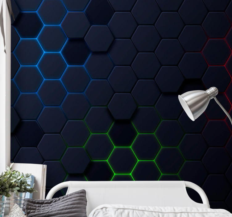Wall mural pattern in hexagonal color shades - TenStickers