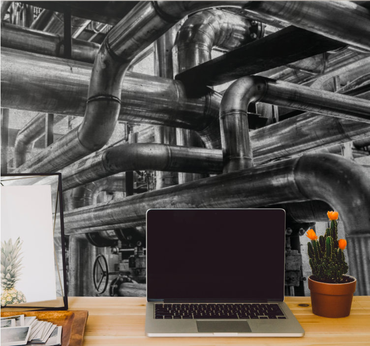 Wall mural pattern industrial pipe design - TenStickers