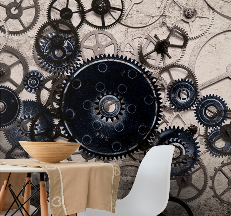 Wall mural pattern mechanical gear design - TenStickers
