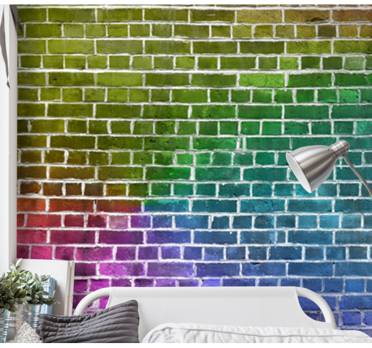 Wall mural pattern rainbow brick design - TenStickers