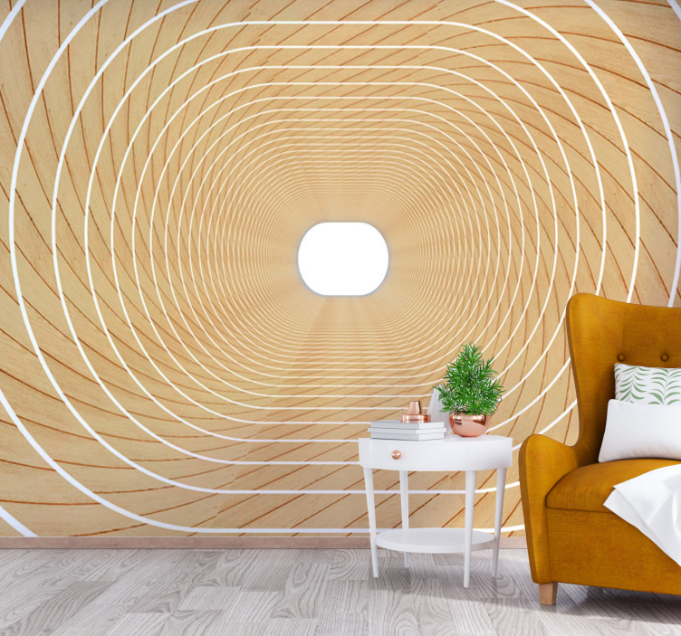 Wall mural pattern spiral wood design - TenStickers