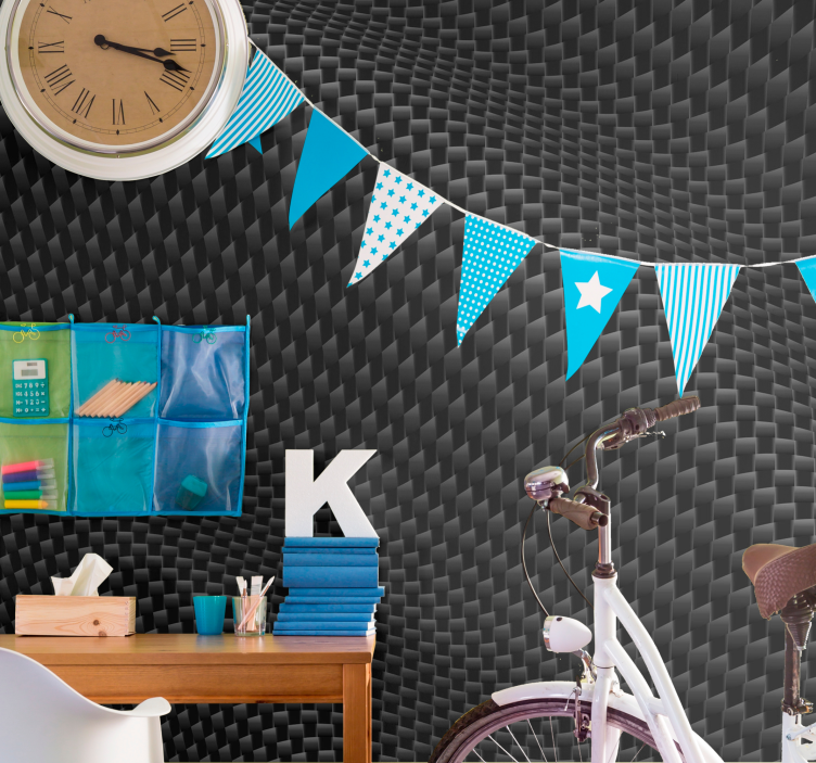 Wall mural pattern textured black design - TenStickers