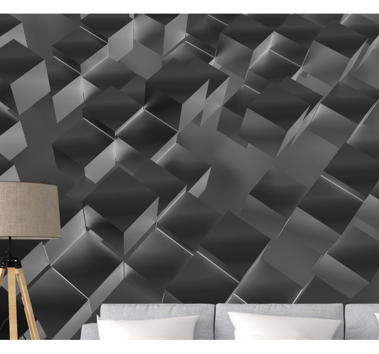 Wall mural pattern three dimensional cubes - TenStickers