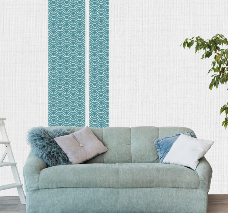 Wall mural pattern wavy blue design - TenStickers
