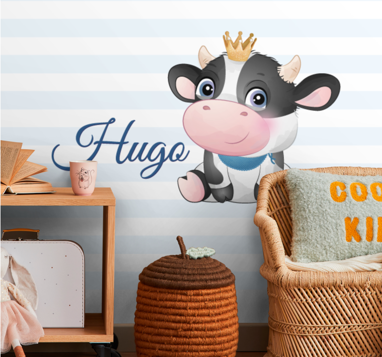 Wall mural people cute cow cartoon - TenStickers
