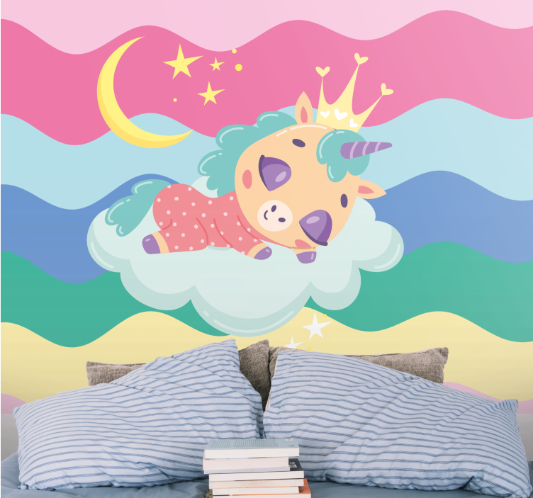 Wall mural people sleeping unicorn fantasy - TenStickers