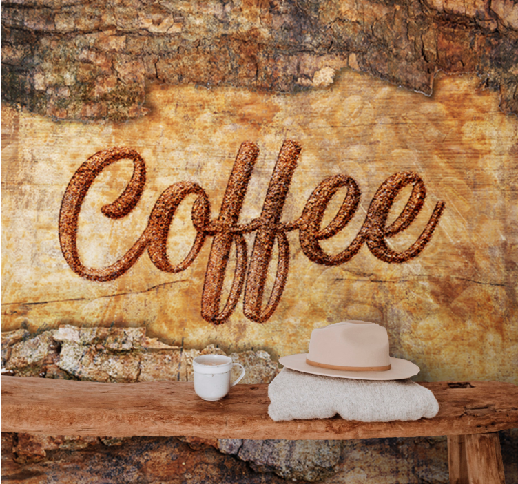 Wall mural text coffee textured design - TenStickers