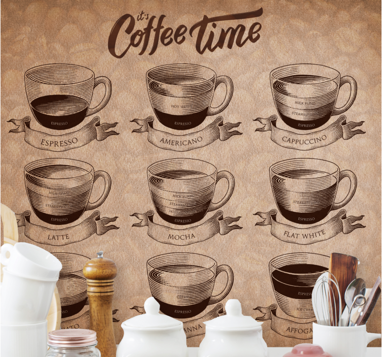 Wall mural text coffee time drink choices - TenStickers