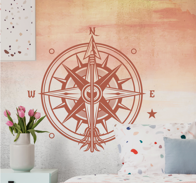 Wall mural text compass north direction - TenStickers