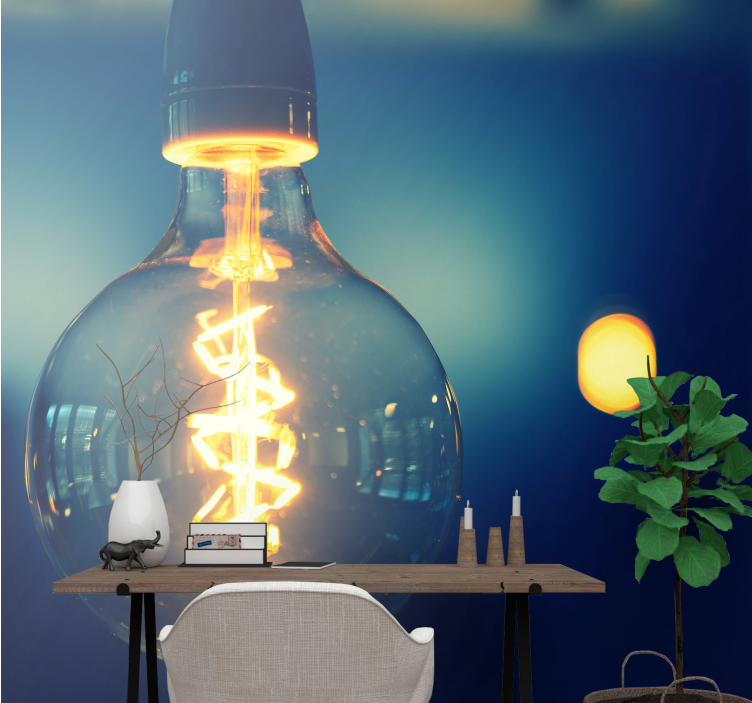 Wall mural text elegant light fixture - TenStickers