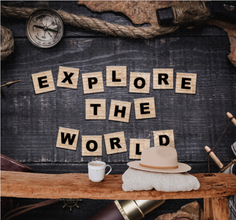 Wall mural text explore the world - TenStickers
