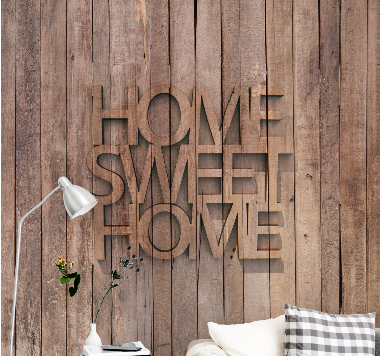 Wall mural text home sweet home signage - TenStickers