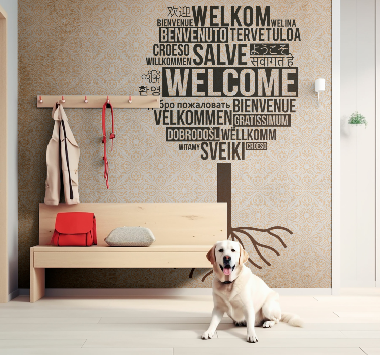 Wall mural text welcome in various languages - TenStickers